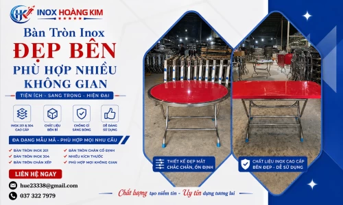 Bàn Tròn Inox Đẹp Bền Phù Hợp Nhiều Không Gian